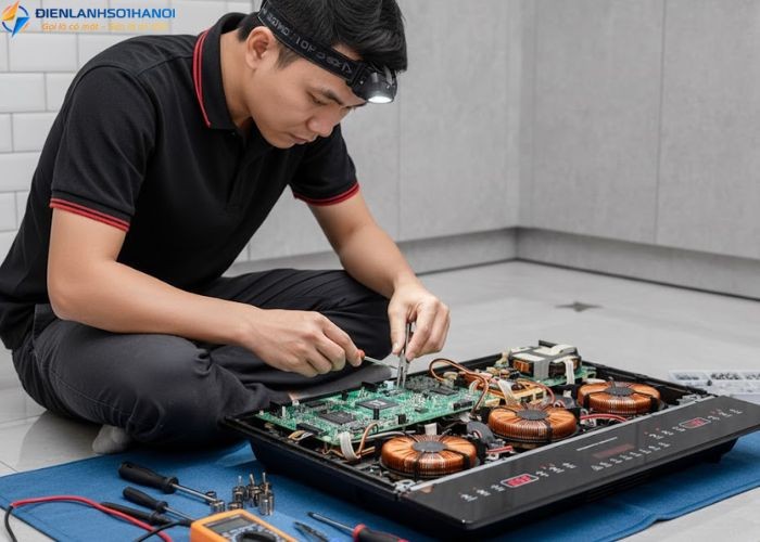 Thợ sửa bếp từ kiểm tra mạch và xử lý lỗi E1 trên bếp Thợ sửa bếp từ kiểm tra mạch và xử lý lỗi E1 trên bếp